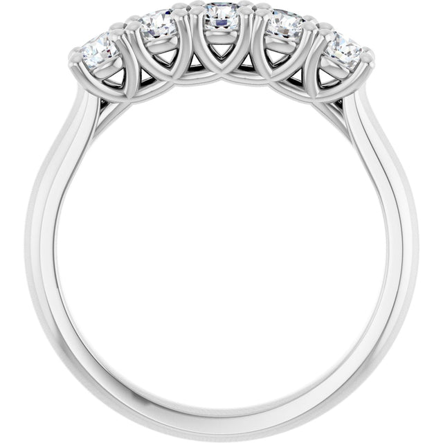Platinum Round Lab-Grown Diamond Five-Stone Anniversary Band – 1/3–4 CTW - view 2