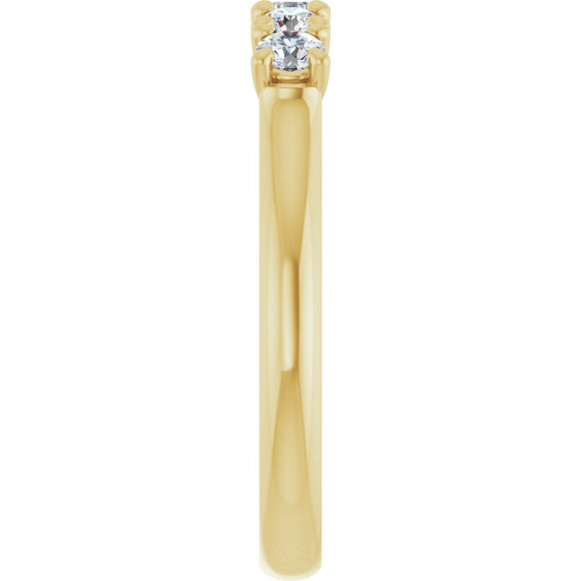 10K Gold Round Natural Diamond Five-Stone Anniversary Band – 1/3–3/4 CTW - Yellow Gold - view 4