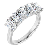 10K Gold Oval Natural Diamond Five-Stone Anniversary Band – 1 3/8–5 CTW - White Gold