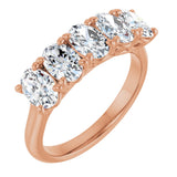 10K Gold Oval Natural Diamond Five-Stone Anniversary Band – 1 3/8–5 CTW - Rose Gold