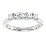 10K Gold Round Lab-Grown Diamond Five-Stone Anniversary Band – 1/6–3/4 CTW - White Gold - view 3