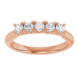 10K Gold Round Lab-Grown Diamond Five-Stone Anniversary Band – 1/6–3/4 CTW - Rose Gold - view 3