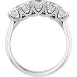 10K Gold Oval Natural Diamond Five-Stone Anniversary Band – 1 3/8–5 CTW - White Gold - view 2