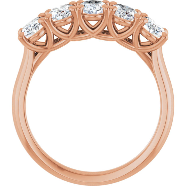 10K Gold Oval Natural Diamond Five-Stone Anniversary Band – 1 3/8–5 CTW - Rose Gold - view 2