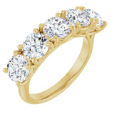 14K Gold Round Natural Diamond Five-Stone Anniversary Band – 5.5 mm Stones - Yellow Gold