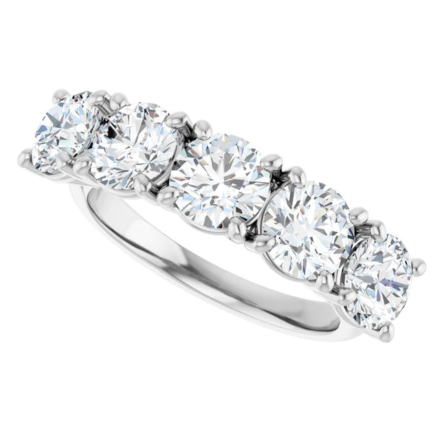 10K Gold Round Lab-Grown Diamond Five-Stone Anniversary Band – 2 5/8–4 CTW - White Gold - view 5