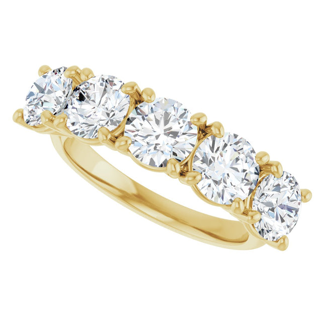 10K Gold Round Lab-Grown Diamond Five-Stone Anniversary Band – 2 5/8–4 CTW - Yellow Gold - view 5