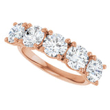 10K Gold Round Natural Diamond Five-Stone Anniversary Band – 3 1/6–4 1/4 CTW - Rose Gold - view 5