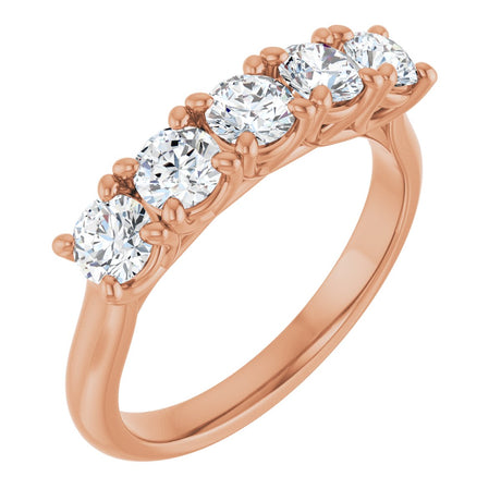 10K Gold Round Lab-Grown Diamond Five-Stone Anniversary Band – 1–2 1/2 CTW - Rose Gold