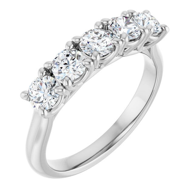 Platinum Round Lab-Grown Diamond Five-Stone Anniversary Band – 1/3–4 CTW