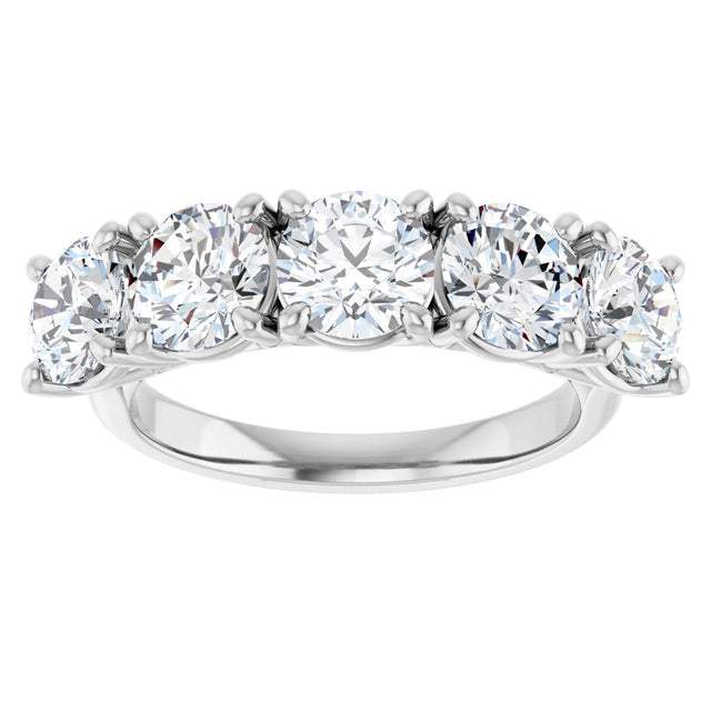 10K Gold Round Natural Diamond Five-Stone Anniversary Band – 3 1/6–4 1/4 CTW - White Gold - view 3