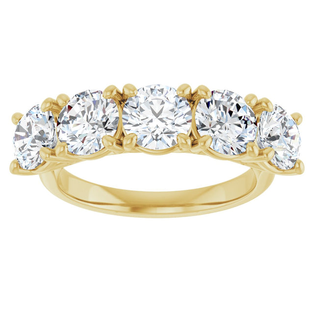 10K Gold Round Lab-Grown Diamond Five-Stone Anniversary Band – 2 5/8–4 CTW - Yellow Gold - view 3