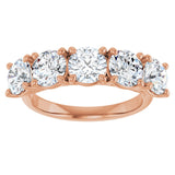 10K Gold Round Lab-Grown Diamond Five-Stone Anniversary Band – 2 5/8–4 CTW - Rose Gold - view 3