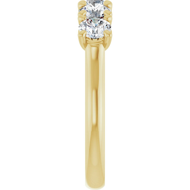 10K Gold Round Natural Diamond Five-Stone Anniversary Band – 1–2 5/8 CTW - Yellow Gold - view 4