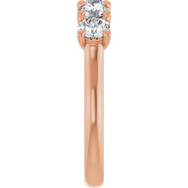 10K Gold Round Lab-Grown Diamond Five-Stone Anniversary Band – 1–2 1/2 CTW - Rose Gold - view 4