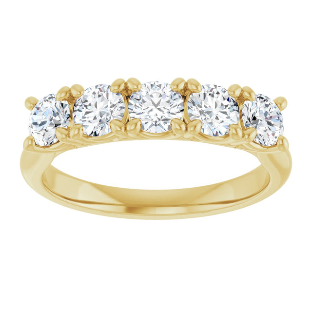 10K Gold Round Lab-Grown Diamond Five-Stone Anniversary Band – 1–2 1/2 CTW - Yellow Gold - view 3