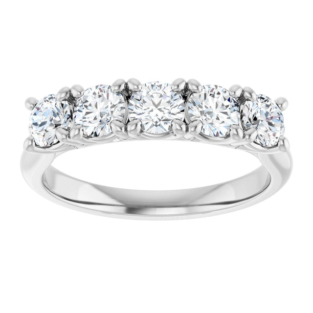 Platinum Round Lab-Grown Diamond Five-Stone Anniversary Band – 1/3–4 CTW - view 3