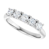 10K Gold Round Lab-Grown Diamond Five-Stone Anniversary Band – 1/6–3/4 CTW - White Gold - view 5