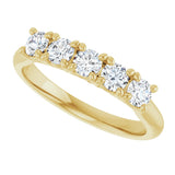 10K Gold Round Lab-Grown Diamond Five-Stone Anniversary Band – 1/6–3/4 CTW - Yellow Gold - view 5