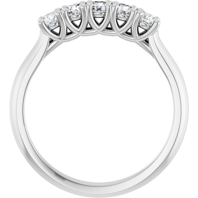 10K Gold Round Lab-Grown Diamond Five-Stone Anniversary Band – 1/6–3/4 CTW - White Gold - view 2
