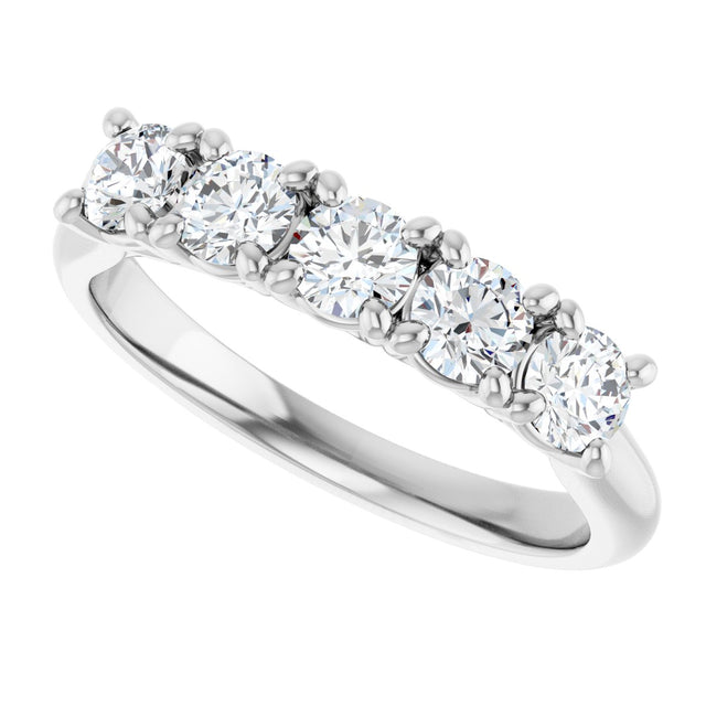 10K Gold Round Lab-Grown Diamond Five-Stone Anniversary Band – 1/6–3/4 CTW - White Gold - view 5