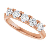 10K Gold Round Natural Diamond Five-Stone Anniversary Band – 1/3–3/4 CTW - Rose Gold - view 5