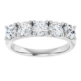 10K Gold Round Natural Diamond Five-Stone Anniversary Band – 1–2 5/8 CTW - White Gold - view 3