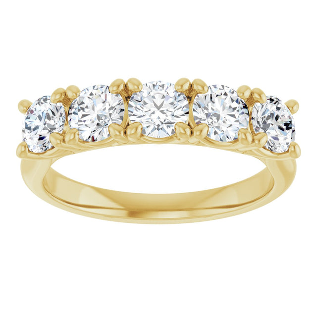 10K Gold Round Lab-Grown Diamond Five-Stone Anniversary Band – 1–2 1/2 CTW - Yellow Gold - view 3