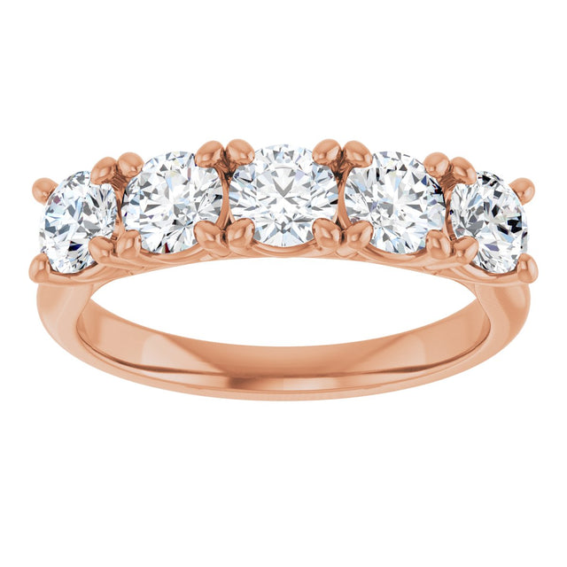 10K Gold Round Lab-Grown Diamond Five-Stone Anniversary Band – 1–2 1/2 CTW - Rose Gold - view 3