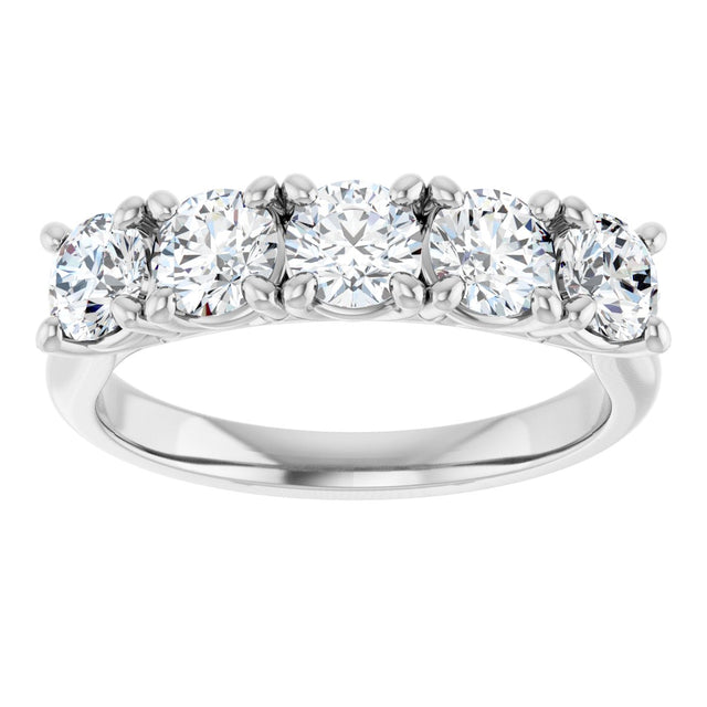 Platinum Round Lab-Grown Diamond Five-Stone Anniversary Band – 1/3–4 CTW - view 3