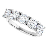 Platinum Round Natural Diamond Five-Stone Anniversary Band – 4.8 mm Stones - view 5