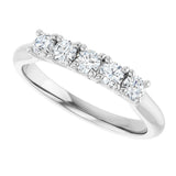 10K Gold Round Natural Diamond Five-Stone Anniversary Band – 1/3–3/4 CTW - White Gold - view 5