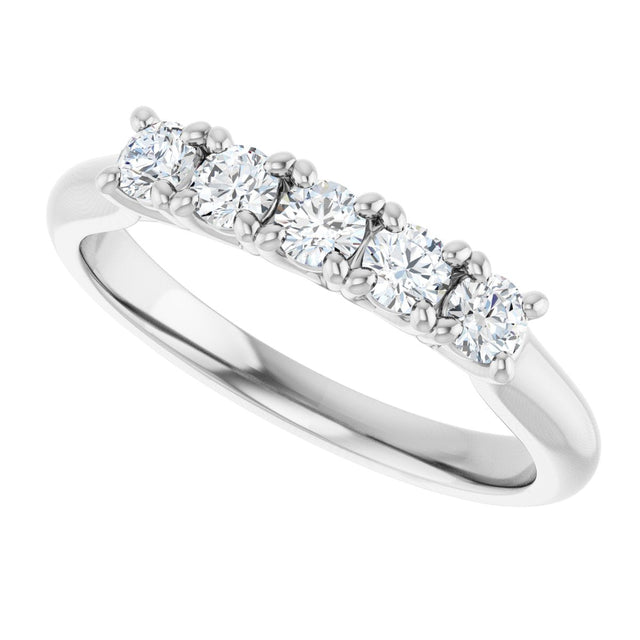 10K Gold Round Lab-Grown Diamond Five-Stone Anniversary Band – 1/6–3/4 CTW - White Gold - view 5