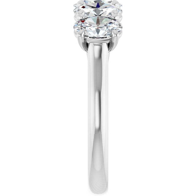 10K Gold Oval Natural Diamond Five-Stone Anniversary Band – 1 3/8–5 CTW - White Gold - view 4