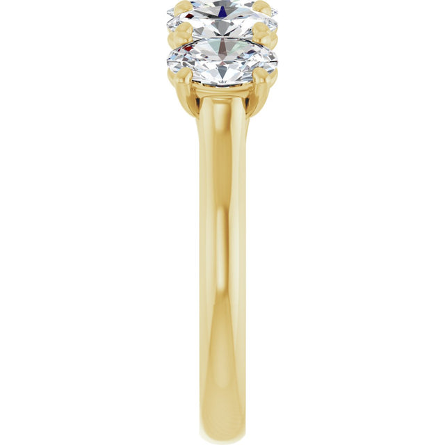10K Gold Oval Lab-Grown Diamond Five-Stone Anniversary Band – 1–5 CTW - Yellow Gold - view 4