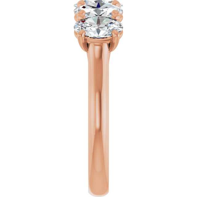 10K Gold Oval Natural Diamond Five-Stone Anniversary Band – 1 3/8–5 CTW - Rose Gold - view 4