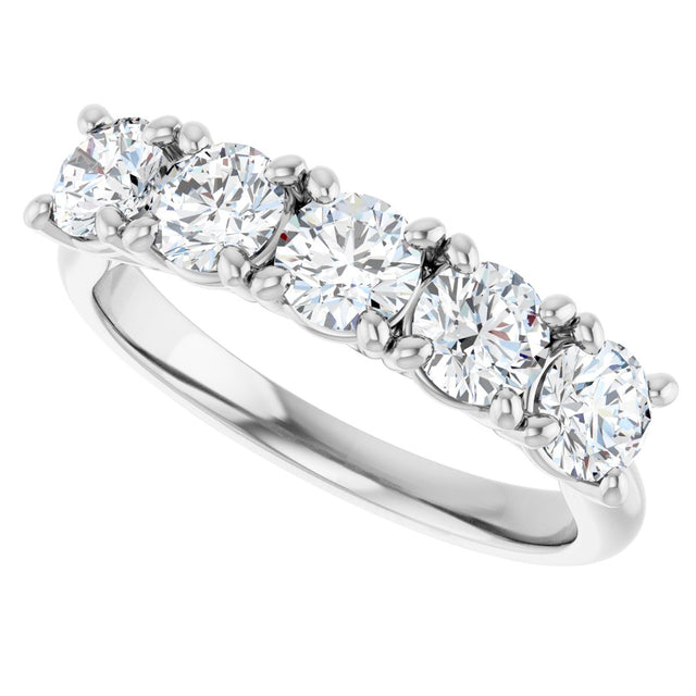 10K Gold Round Natural Diamond Five-Stone Anniversary Band – 1–2 5/8 CTW - White Gold - view 5