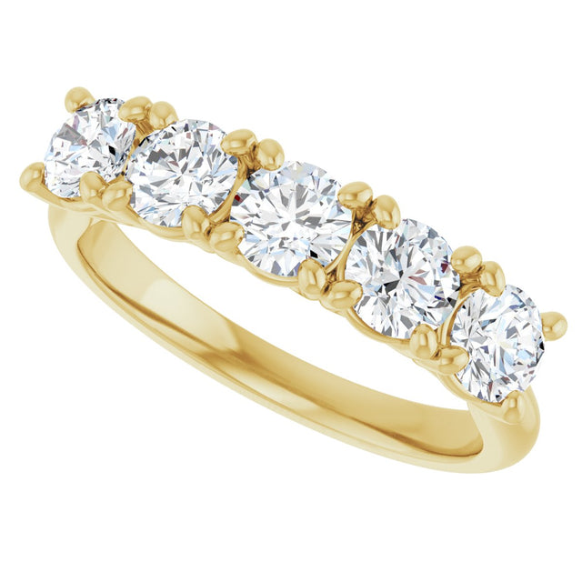 10K Gold Round Lab-Grown Diamond Five-Stone Anniversary Band – 1–2 1/2 CTW - Yellow Gold - view 5