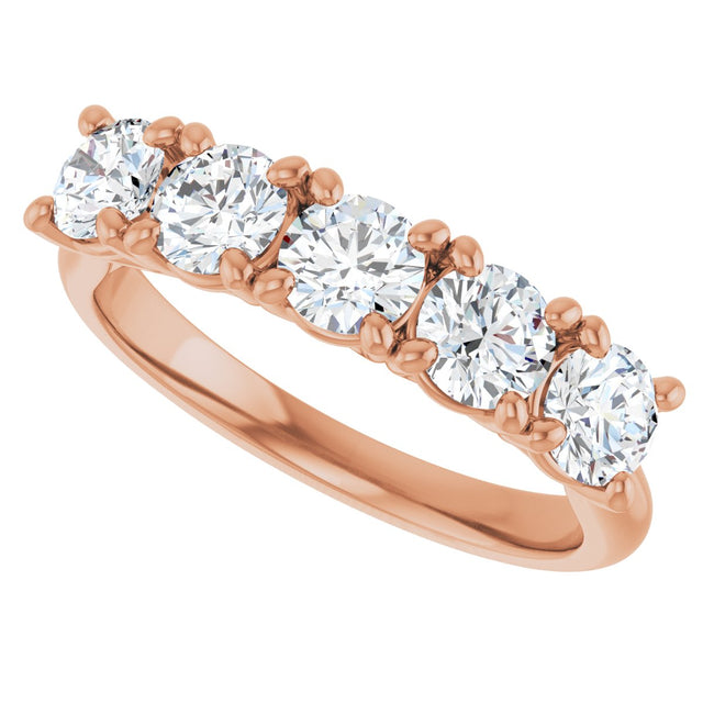 10K Gold Round Lab-Grown Diamond Five-Stone Anniversary Band – 1–2 1/2 CTW - Rose Gold - view 5