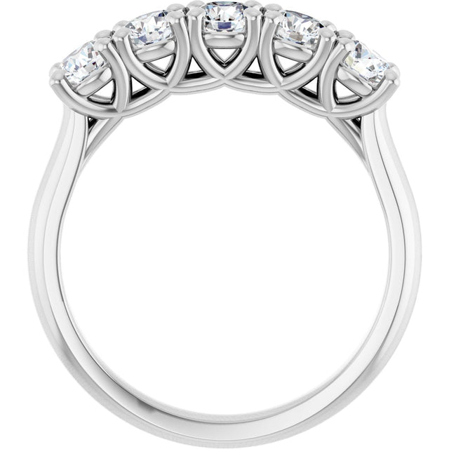 Platinum Round Lab-Grown Diamond Five-Stone Anniversary Band – 1/3–4 CTW - view 2