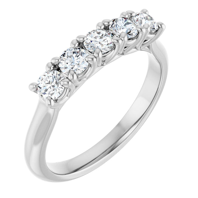 10K Gold Round Lab-Grown Diamond Five-Stone Anniversary Band – 1/6–3/4 CTW - White Gold