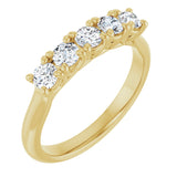 10K Gold Round Lab-Grown Diamond Five-Stone Anniversary Band – 1/6–3/4 CTW - Yellow Gold