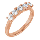 10K Gold Round Lab-Grown Diamond Five-Stone Anniversary Band – 1/6–3/4 CTW - Rose Gold