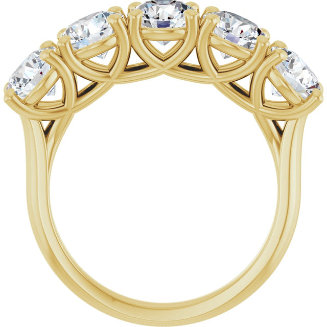 10K Gold Round Lab-Grown Diamond Five-Stone Anniversary Band – 2 5/8–4 CTW - Yellow Gold - view 2