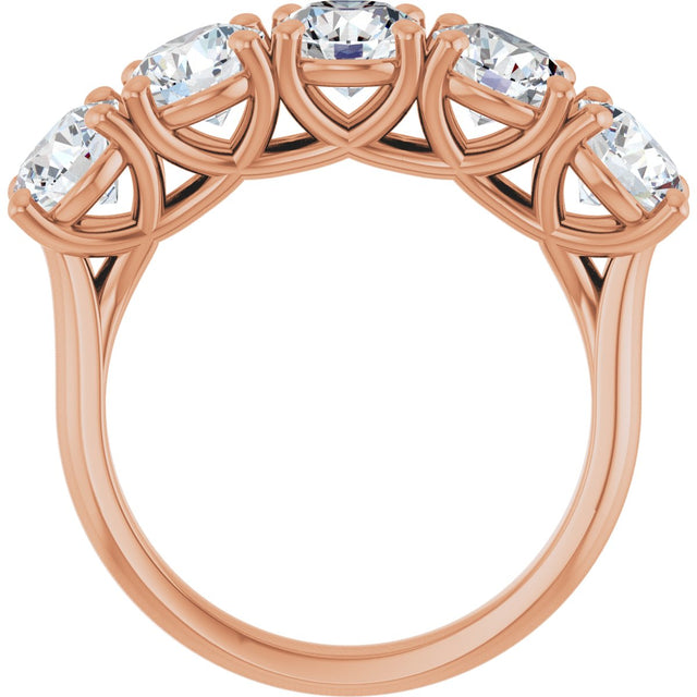 10K Gold Round Natural Diamond Five-Stone Anniversary Band – 3 1/6–4 1/4 CTW - Rose Gold - view 2