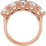 10K Gold Round Lab-Grown Diamond Five-Stone Anniversary Band – 2 5/8–4 CTW - Rose Gold - view 2