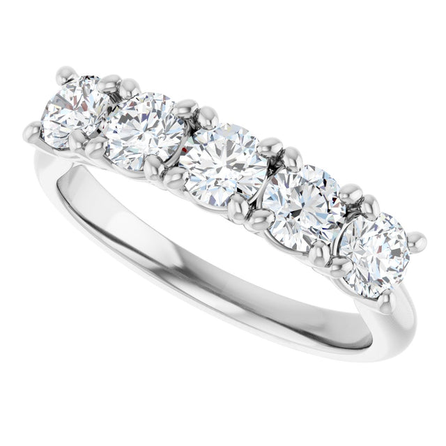 10K Gold Round Lab-Grown Diamond Five-Stone Anniversary Band – 1–2 1/2 CTW - White Gold - view 5