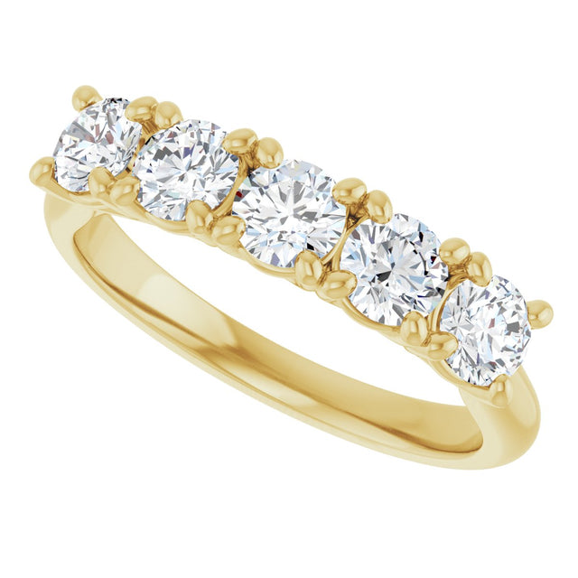 10K Gold Round Lab-Grown Diamond Five-Stone Anniversary Band – 1–2 1/2 CTW - Yellow Gold - view 5