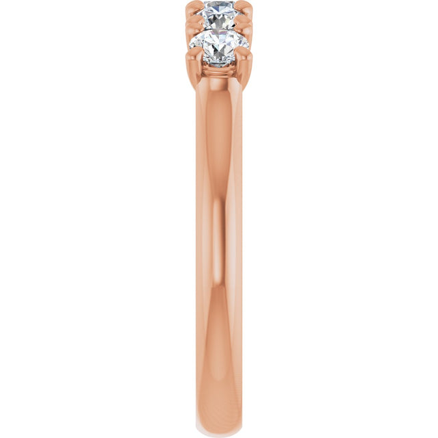 10K Gold Round Natural Diamond Five-Stone Anniversary Band – 1/3–3/4 CTW - Rose Gold - view 4