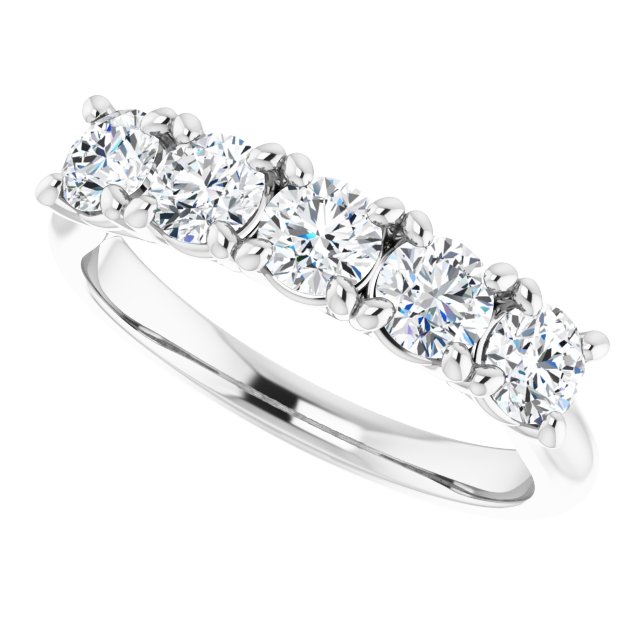 10K Gold Round Natural Diamond Five-Stone Anniversary Band – 1–2 5/8 CTW - White Gold - view 5